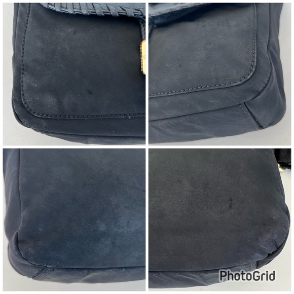 TORY BURCH Black Nylon Pebbled Leather Front Logo Tote Shoulder Bag Crossbody - Picture 15 of 16